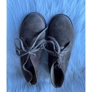 J Crew Boy’s Brown Suede  Ankle Boots with Lace-Up Design